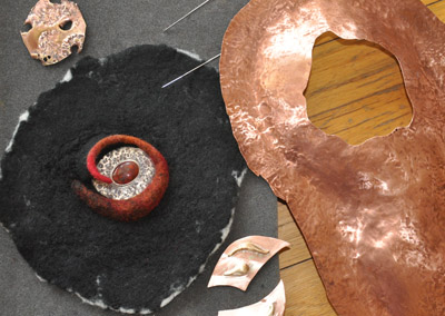 Felt and metal piece in progress