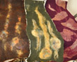 Maroon scarf with nuno-felt patches 